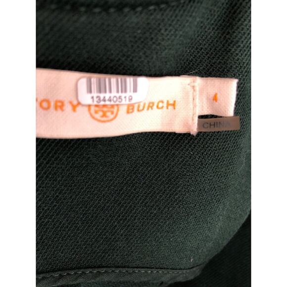Tory Burch Twill Dress 100% Cotton Sleeveless Crew Neck Sheath Midi Green Size 4 - Picture 13 of 16